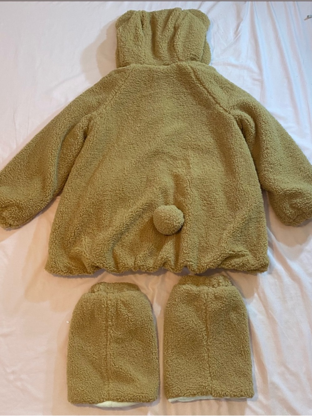 NWT Kawaii Huhu EGL Lolita Brown Milk Tea Tan Bear Hooded Coat + Leg Warmers Set - Picture 2 of 8